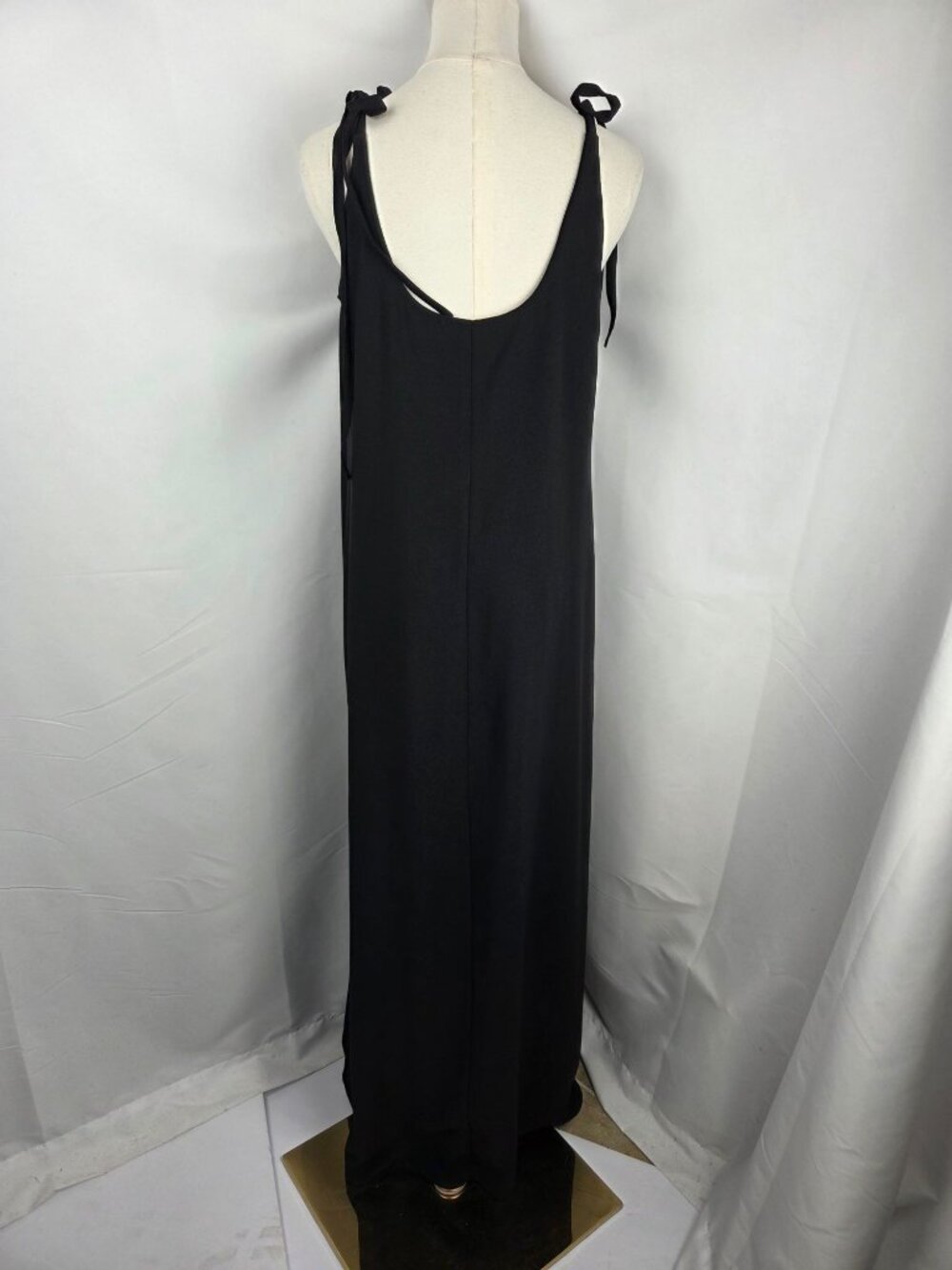 Lulus Salt Water Breeze Tie-Strap Maxi Dress Size M Scoop Neckline Black EUC - Picture 7 of 13